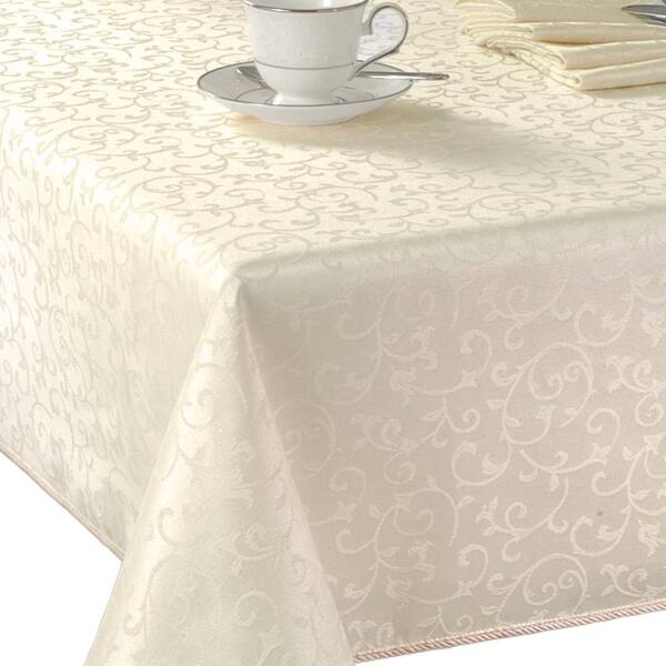 Lenox Opal Innocence Tablecloth, Ivory - 60"W x 120"L