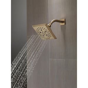 Pivotal 5-Spray Patterns 1.75 GPM 5.81 in. Wall Mount Fixed Shower Head with H2Okinetic in Lumicoat Champagne Bronze