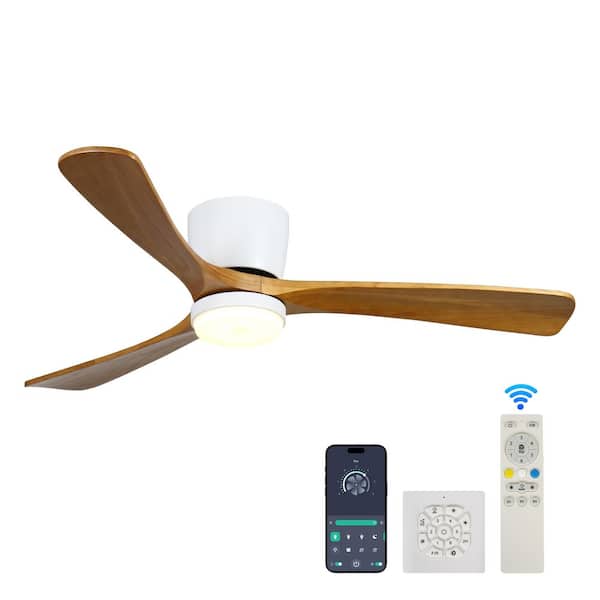 42 in. Smart Indoor White Ceiling Fan with 3-Colors LED Light and Dimmer and DC Reversible and App/Wall Switch/Remote