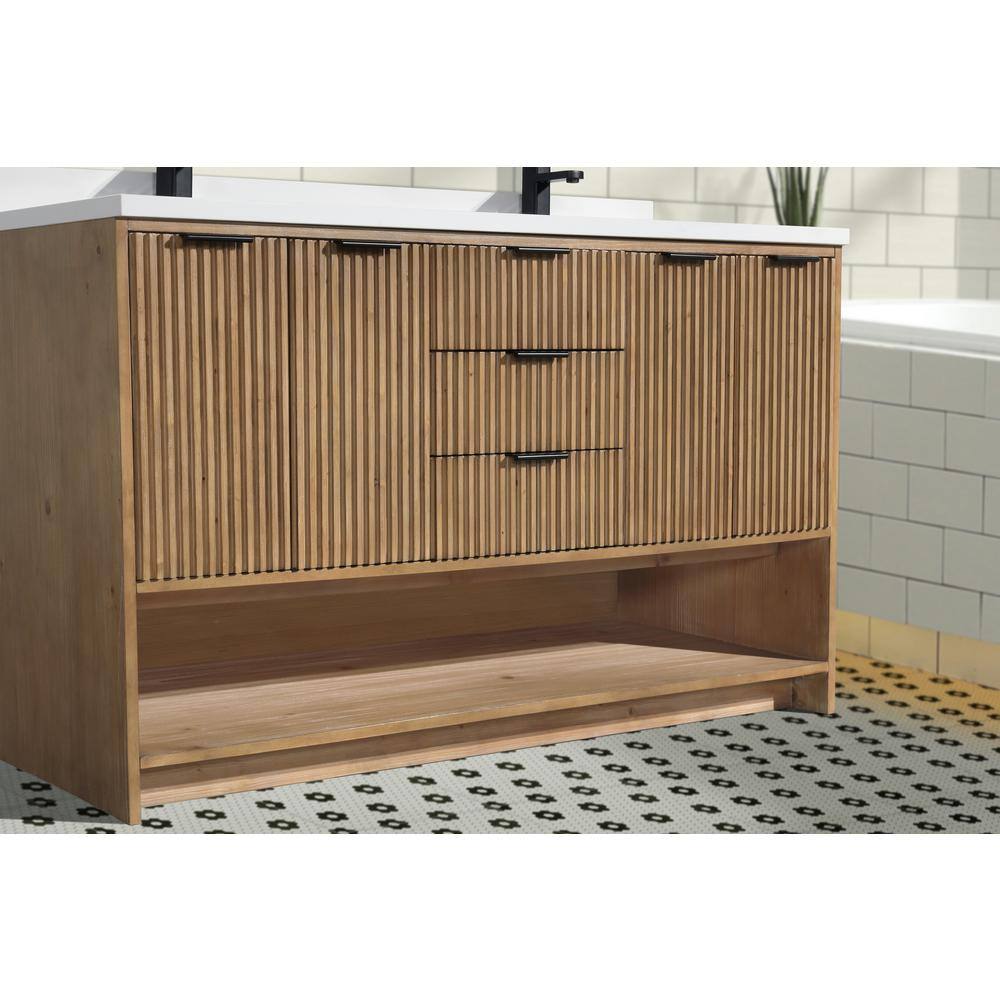 San Diego 55" Weathered Fir Double Sink Freestanding Vanity