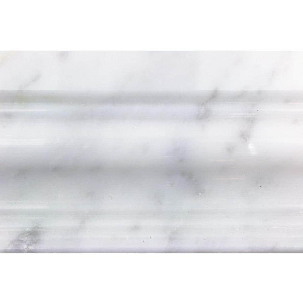 White Carrera Marble 4.75" x 12" Polished Tile Trim