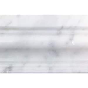 White Carrera 4.75 in. x 12 in. x 12 mm Marble Base Molding Mosaic Floor and Wall Tile
