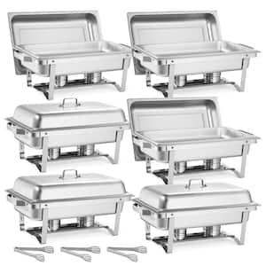 Rectangle Chafing Dish, 9 Qt. Stainless Steel Chafing Dish, Food Warmer Chafer Complete Set, 6 Pack Chafer Dishes