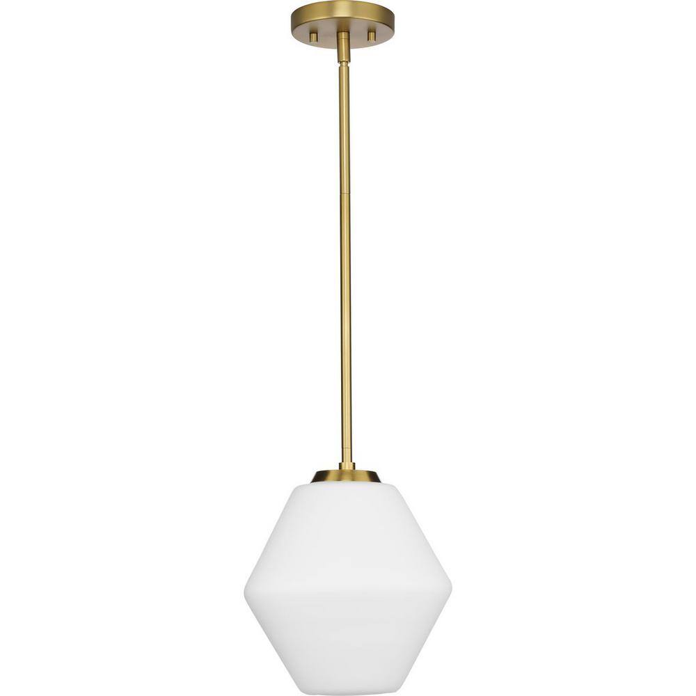 Copeland Brushed Gold Pendant with Opal Glass Shade
