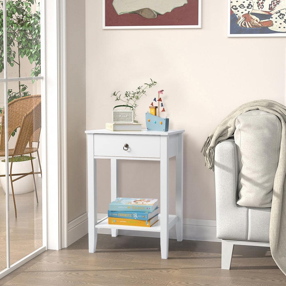 2-Pieces White 1-Drawer Nightstand