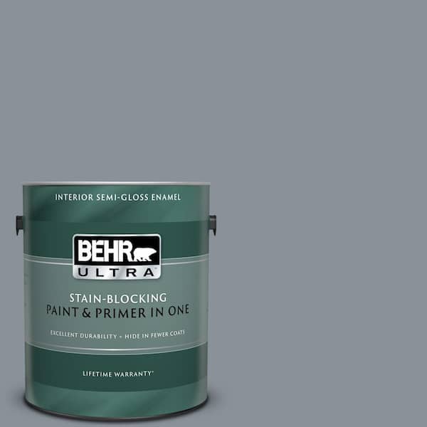BEHR ULTRA 1 gal. #UL260-20 Dark Pewter Semi-Gloss Enamel Interior Paint and Primer in One