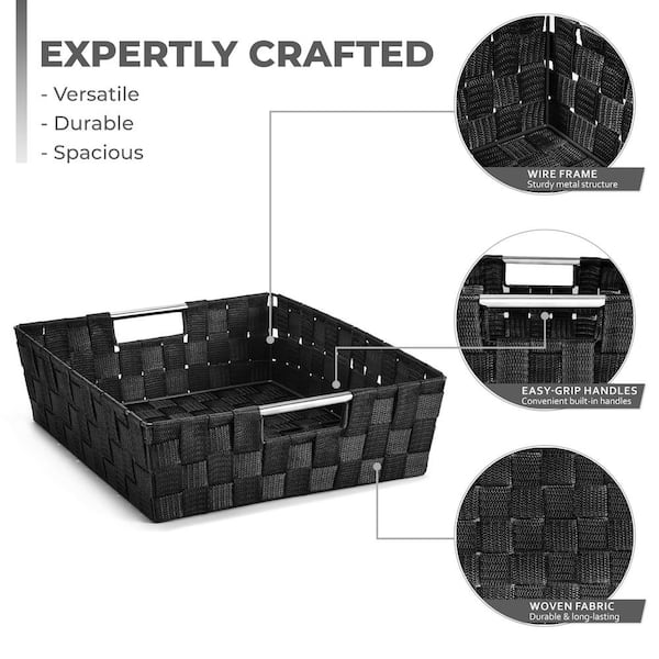 Sorbus - Set of 9 Large Black Storage Baskets for Organizing, Hand-Woven Basket, Closet Organizers and Storage (20 lbs. Capacity)