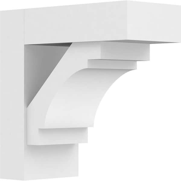 Ekena Millwork Standard Merced 5 in. W x 12 in. H x 12 in. D Signature Urethane Polyurethane Bracket With Block Ends