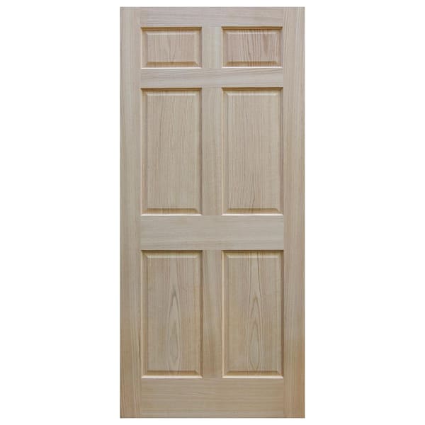 EVERMARK Expressions 30 in. x 80 in. Unfinished 6-Panel Engineered Solid Core Red Oak Interior Door Slab