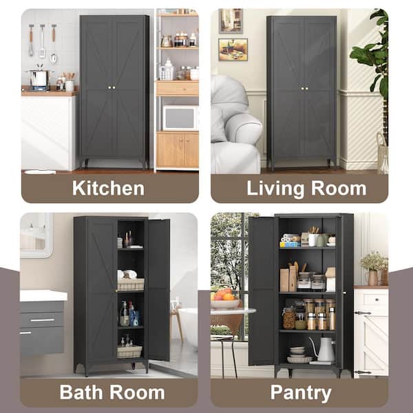 64.9 in. W x 27.6 in. D x 13.8 in. H Black Metal Outdoor Storage