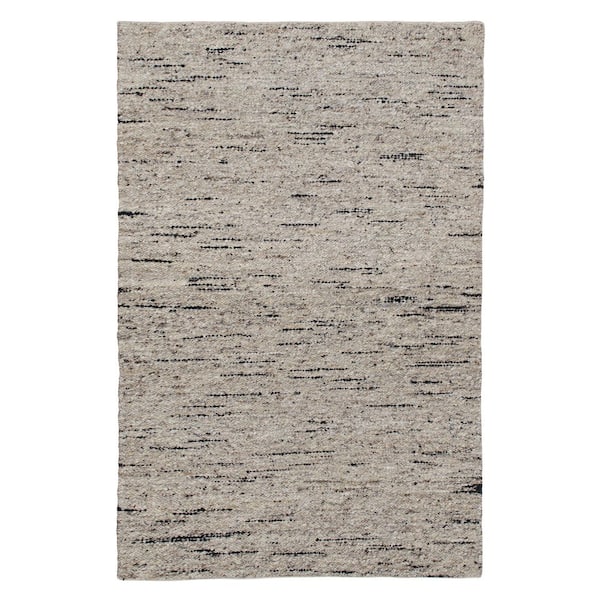 LR Home Andrew Charcoal 9 ft. x 12 ft. Solid Hand-Woven Wool Blend Rectangle Area Rug
