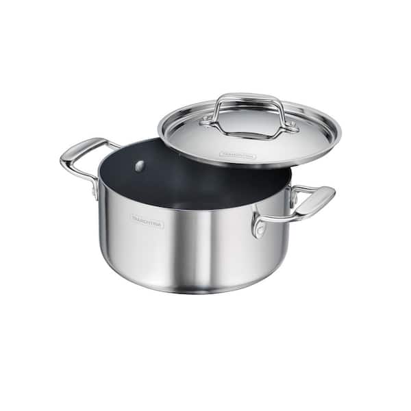 Utsava Stainless Steel Tri-Ply Clad 3.25 Qt Covered Casserole with Ceramic Interior