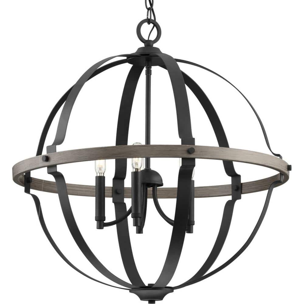 Matte Black Glass Globe Farmhouse Pendant Light