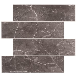 Macadam Black Marble 11.81 in. x 10.82 in. 3.5mm Stone Peel and Stick Backsplash Tiles (8pcs/7.12 sq.ft Per Case)