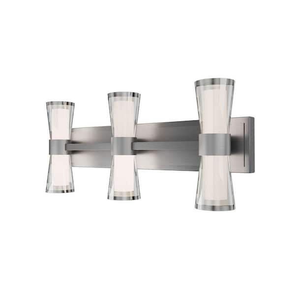 Hourglass 24 in. 1-Light Brushed Nickel Integrated LED Vanity Light/ Wall Sconce Selectable 4CCT 2700K-3000K-3500K-4000K