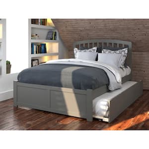 Richmond Gray Solid Wood Frame King Platform Bed with Twin XL Trundle and Footboard