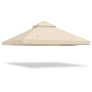 10 ft. x 10 ft. Beige Gazebo Canopy Top Replacement 2 Tier Patio Pavilion Cover UV 30 Sunshade