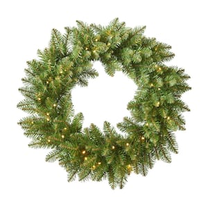24 in. Battery Operated Pre-Lit LED Artificial Christmas Wreath