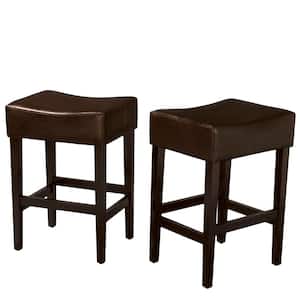 Lopez 26.75 in. Brown Cushioned Counter stool (Set of 2)