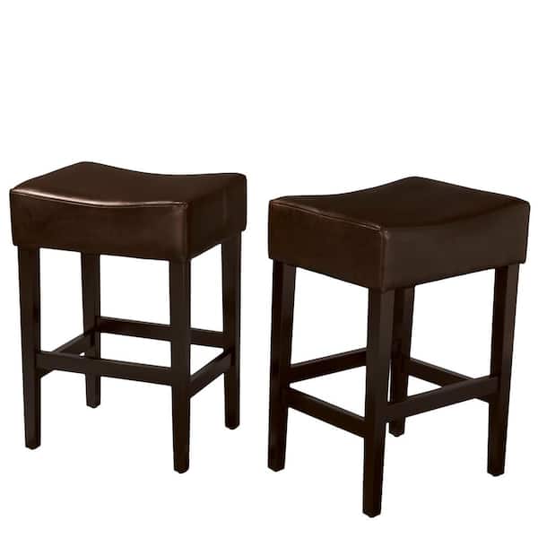 Noble House Lopez 26.75 in. Brown Cushioned Counter stool (Set of 2)