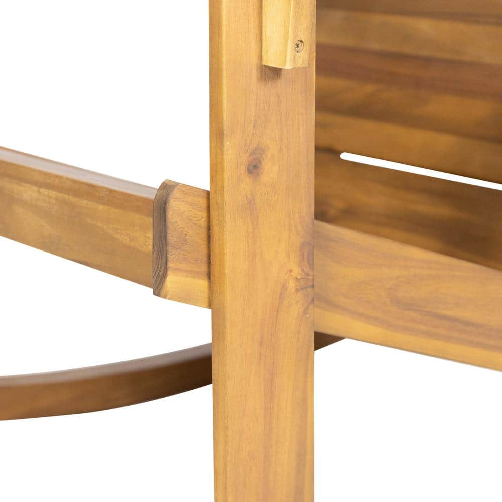 Chamlee Teak Wood Outdoor Adirondack Rocking Chair Set, Natural Finish