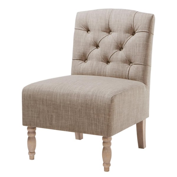 Madison Park Lina Beige Tufted Upholstered Armless Slipper Chair