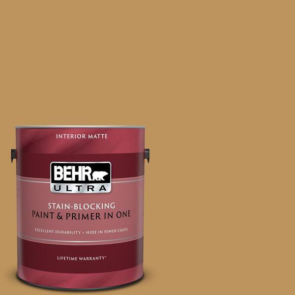 BEHR ULTRA 1 gal. #UL160-3 Gold Torch Matte Interior Paint and Primer in One