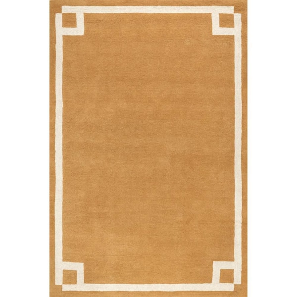 Grace Bordered Wool Golden Yellow 10 ft. x 14 ft. Indoor Area Rug