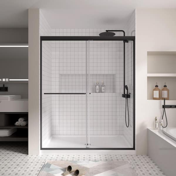 ACE DECOR Double Sliding Glass Shower Door, 56-60 in. Wx72in.H 1/4