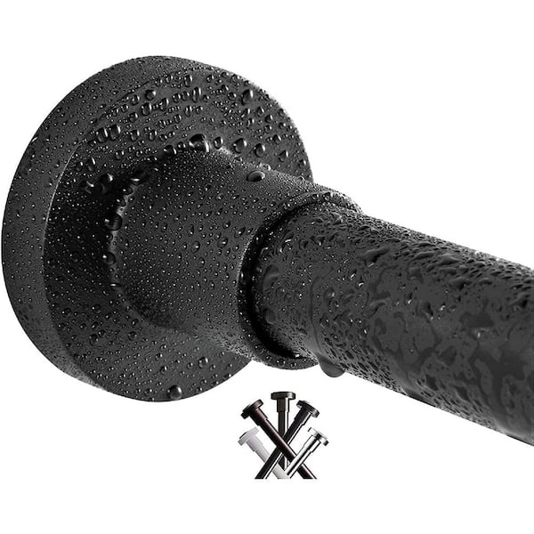 Dyiom Shower Curtain Rod 43-73 in. Matte Black, Never Rust and Anti-Drop Spring Tension Rod, Stainless Steel