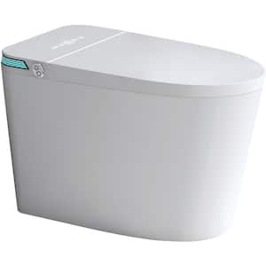 1-Piece 1.28 GPF Single Flush Elongated Smart Toilet in White with Auto Flush/Foot Sensor Operation, Heated Seat