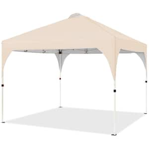 10 ft. x 10 ft. Outdoor Pop-Up Canopy Camping Tent for Garden Patio Park Market Beige