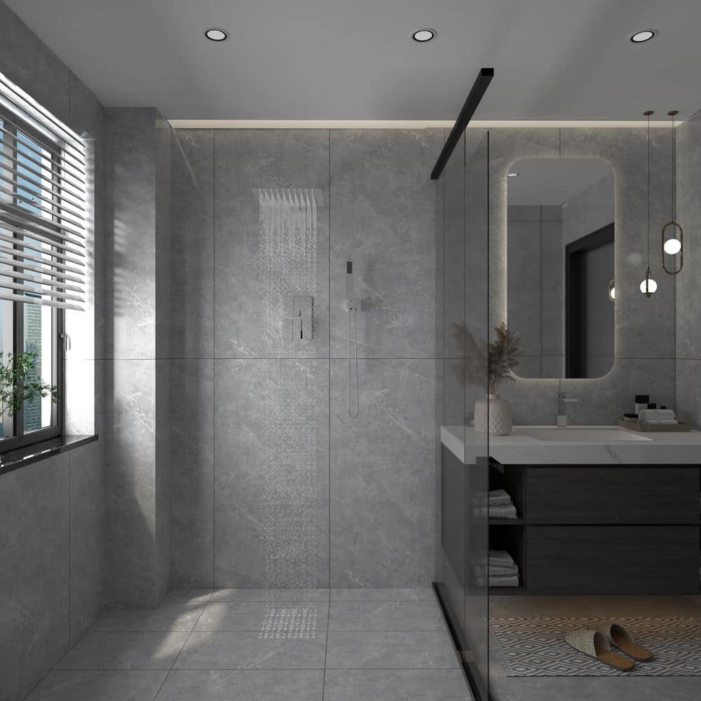10 Inch Square Polished Chrome Rain Shower Combo Set