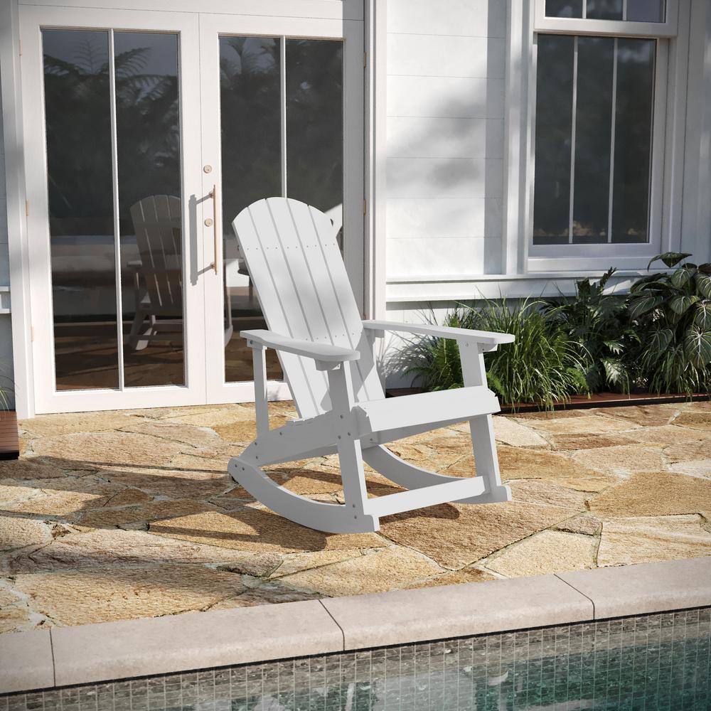 White Poly Lumber Classic Adirondack Rocking Chair