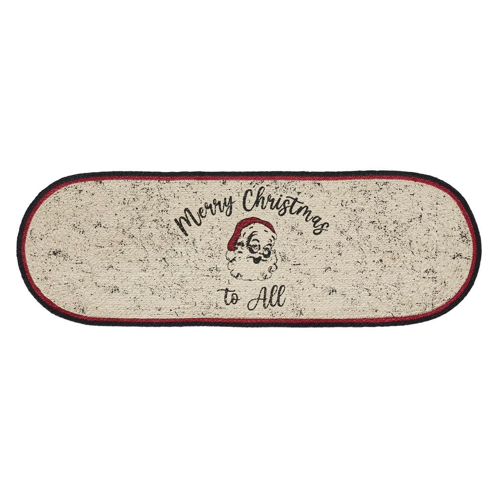 Jolly Ole Santa 12 in. W x 36 in. H Cream Merry Christmas Jute Table Runner -  VHC BRANDS, 84214