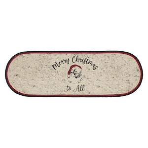 Jolly Ole Santa 12 in. W x 36 in. H Cream Merry Christmas Jute Table Runner