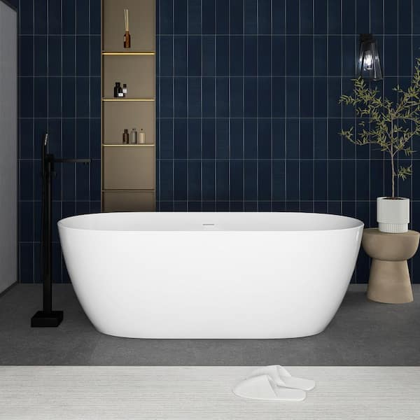 JimsMaison 67 in. x 29.5 in. Acrylic Flatbottom Freestanding Soaking Bathtub in Gloss White