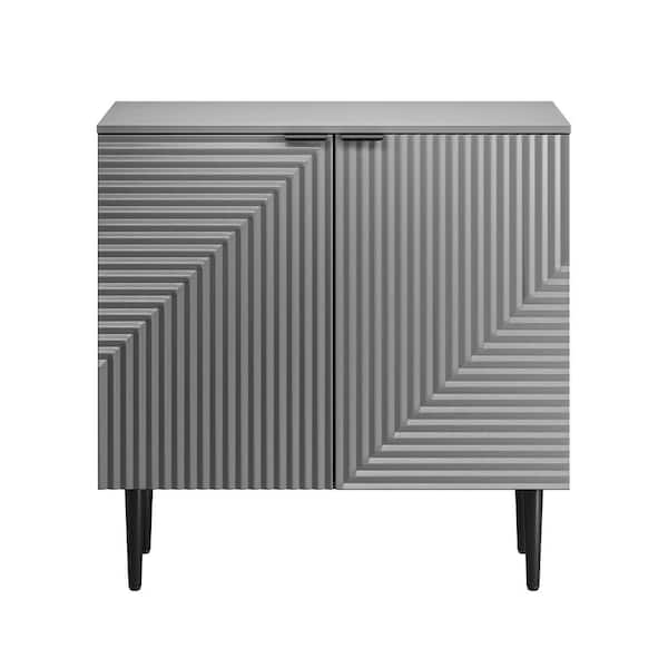 JAYDEN CREATION Kordt Modern 35 in. Tall 2-Door Accent Storage Cabinet with Adjustable Legs and Shelves -Gray