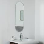 Decor 14 in. W x 40 in. H Frameless Oval Beveled Edge Bathroom Vanity Mirror in Silver
