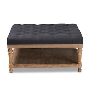Kelly Charcoal and Greywashed Storage Ottoman
