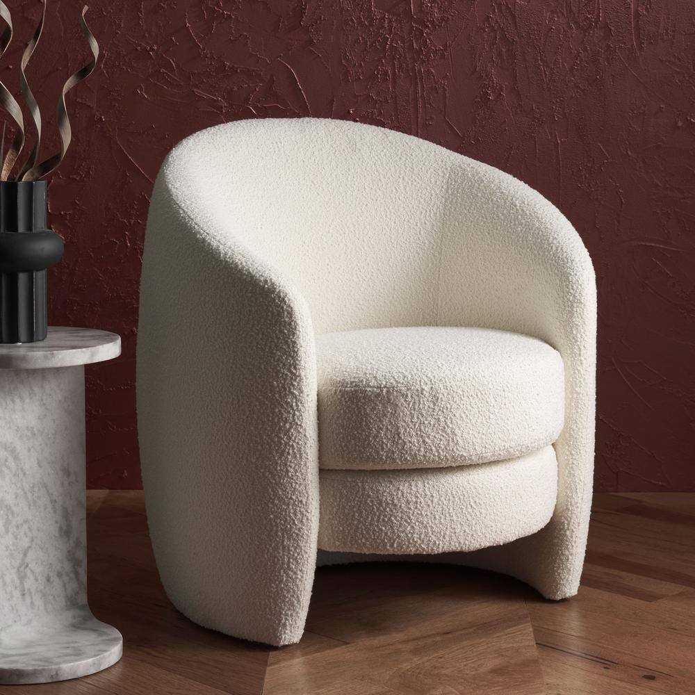Danianna Beige Boucle Swivel Barrel Chair with Gold Base