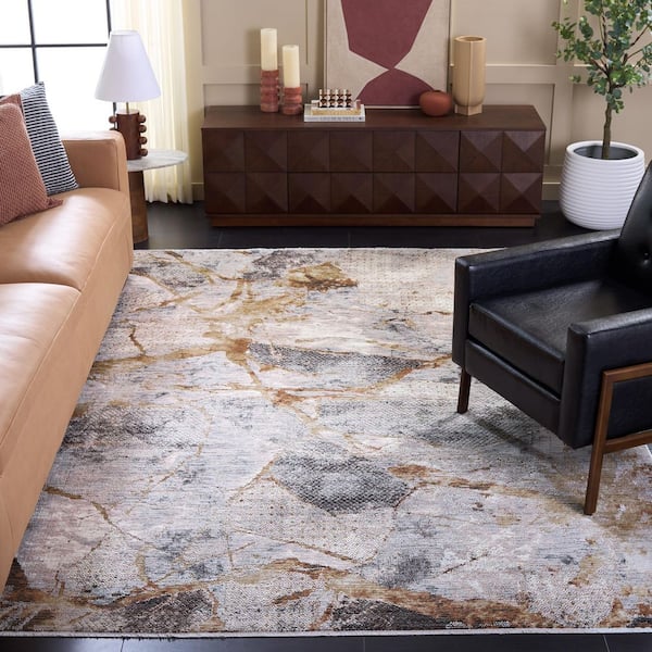 Garnet 10 ft. x 13 ft. Gold/Gray Marble Area Rug