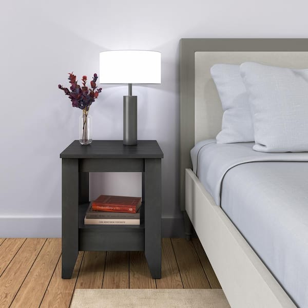 Boyd Sleep Prato Modern 1-Shelf Nightstand, Black - Small Bedside Table with Storage and Space-Saving Design