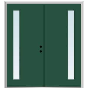 60 in. x 80 in. Viola Left Hand Inswing 1-Lite Clear Low-E Painted Fiberglass Smooth Prehung Front Door