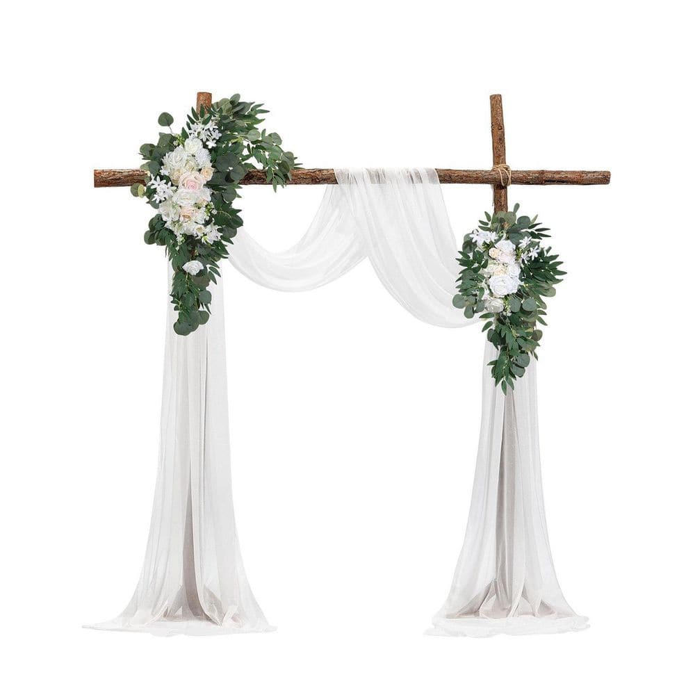 4-Pack White Artificial Floral and Sheer Fabric Wedding Arch Flowers Kit for Ceremony and Reception Backdrop Decoration price history on PriceWatchPro