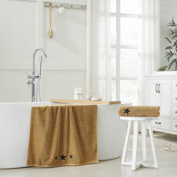 Black Stars Doe Tan 100% Cotton Bath Towel (Set of 2)