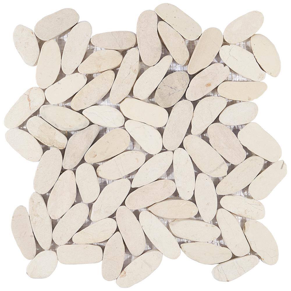 White Natural Slate Pebble Mosaic Tile for Indoor/Outdoor Use