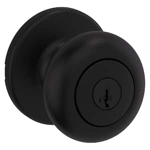 Cove Matte Black Keyed Entry Door Knob featuring SmartKey Security and Microban Technology