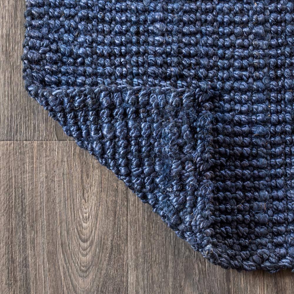 Navy Blue Handwoven Jute Rectangular 3x5 Area Rug