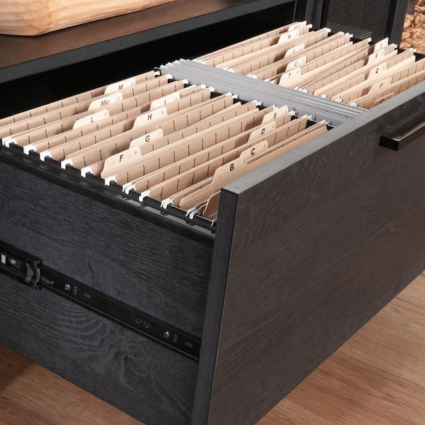 SAUDER Tiffin Line 65.984 in. Raven Oak Office Computer Desk